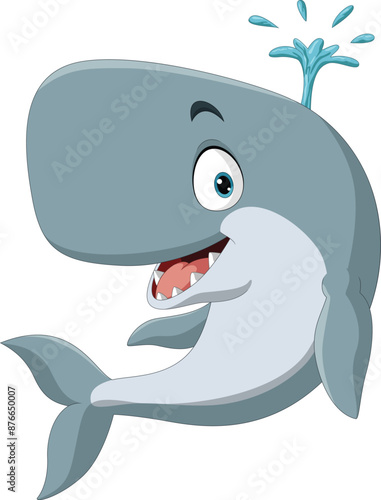 Illustration of cartoon smiling sperm whale 