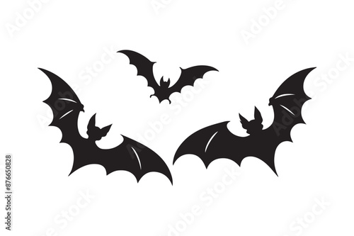 Bat black silhouettes vector illustration.