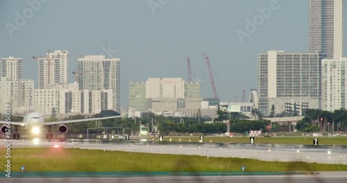 Close-up of Plane Taking Off from Miami Airport  photo