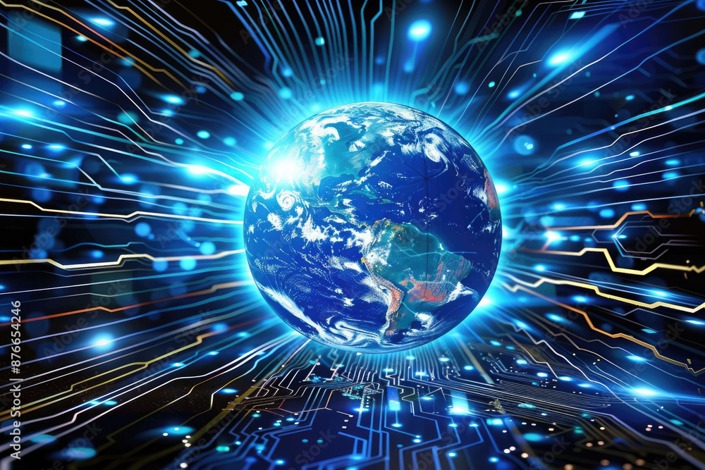 Fototapeta premium The Blue Circuit and the Earth