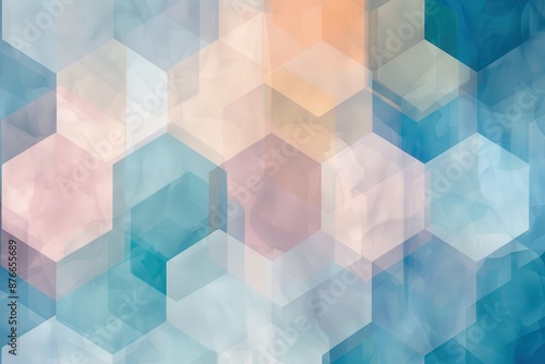 Abstract geometric background with pastel-colored hexagonal shapes. Modern design perfect for presentations, banners, and digital art projects.