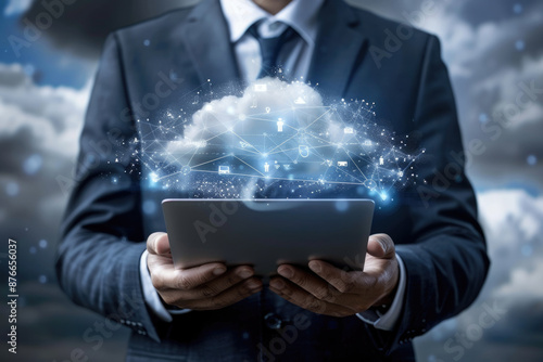 Wallpaper Mural Business people using laptops, cloud storage concept Torontodigital.ca