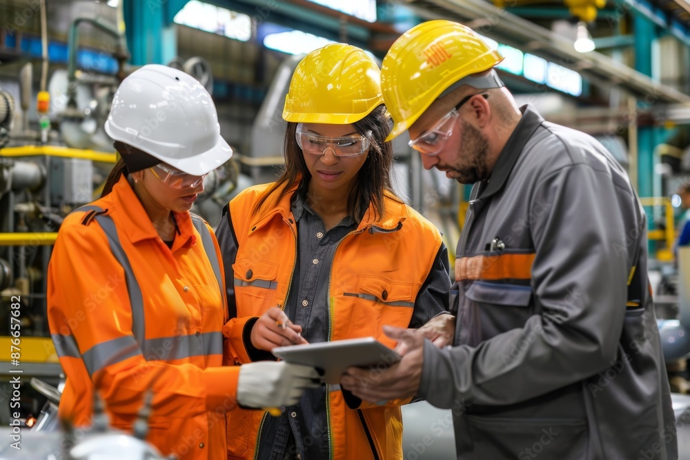 Industrial Workers Discussing a Tablet Industrial Workers Discussing a Tablet