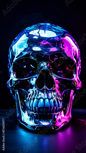 Skull head on dark background