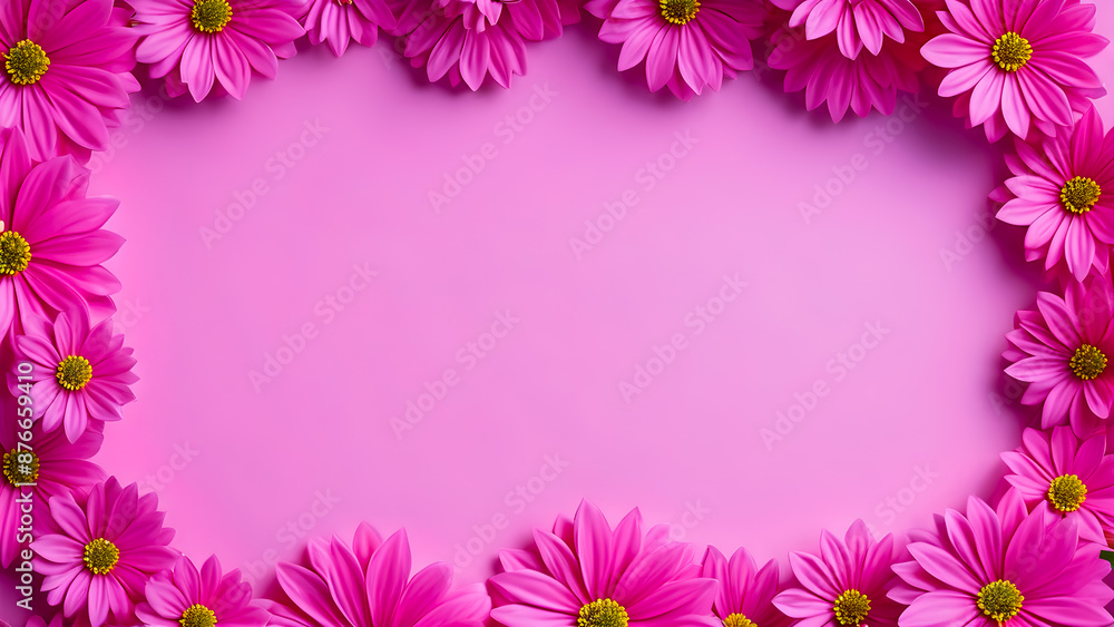 AI generated image of flowers on pink color background AI generated image of flowers on pink color background