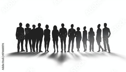 A diverse group of human silhouettes standing together, emphasizing unity and community
