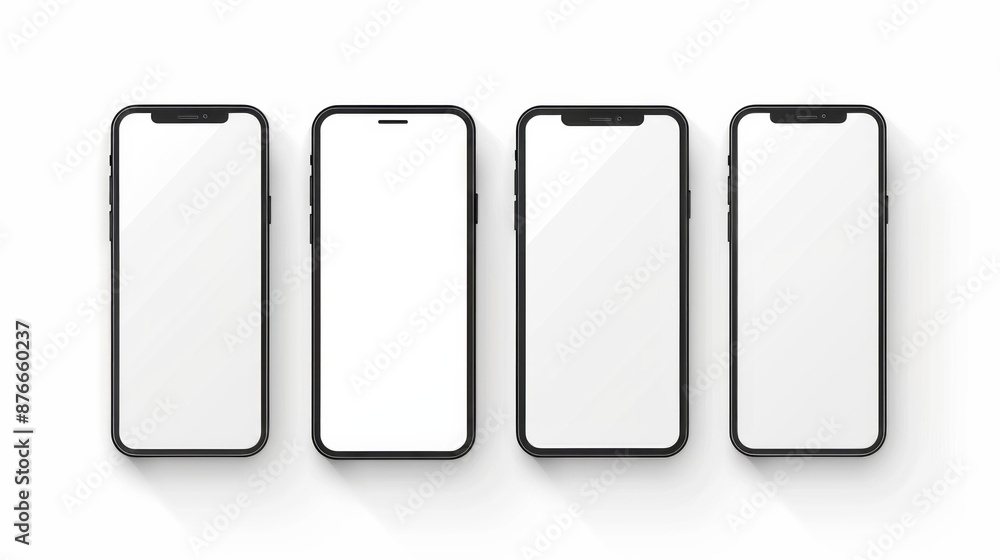 smartphone mockup white screen. mobile phone vector Isolated on White Background. phone different angles views. Vector illustration smartphone mockup white screen. mobile phone vector Isolated on White Background. phone different angles views. Vector illustration