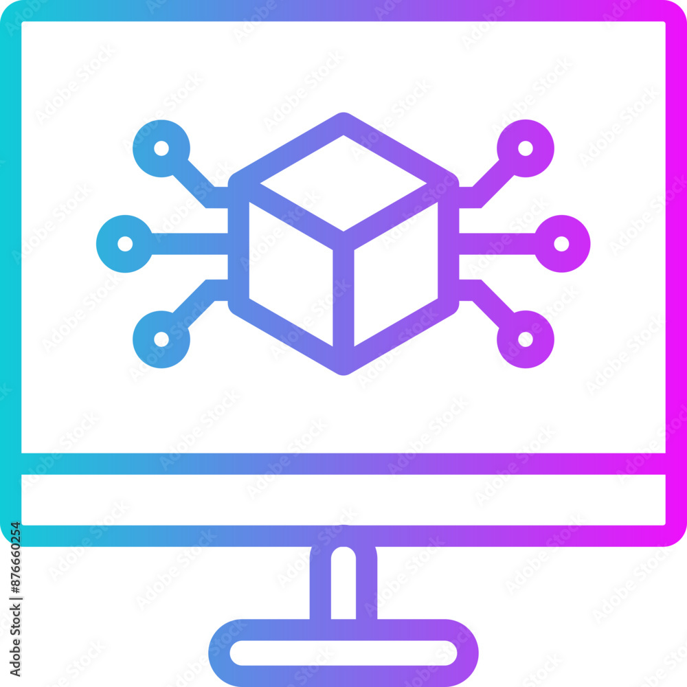 Virtual Machine Gradient Icon Vector Virtual Machine Gradient Icon Vector