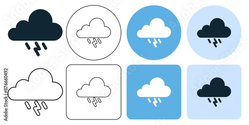 thunderstorm rain weather, storm rain, lightning rain, icon symbol stroke line and glyph