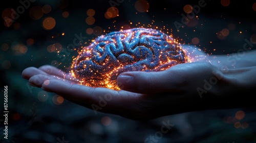 Wallpaper Mural Glowing Brain in Hand Torontodigital.ca