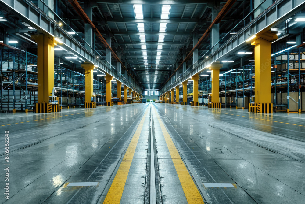 Fototapeta premium Modern large warehouse with wide passageways