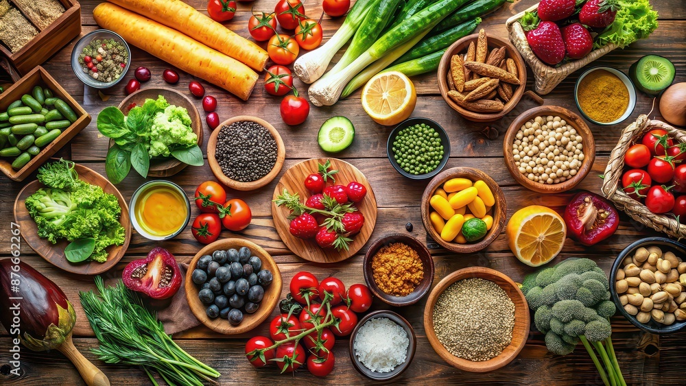 Food table filled with healthy, delicious, and organic options , organic, nutrition, fresh, variety, colorful Food table filled with healthy, delicious, and organic options , organic, nutrition, fresh, variety, colorful