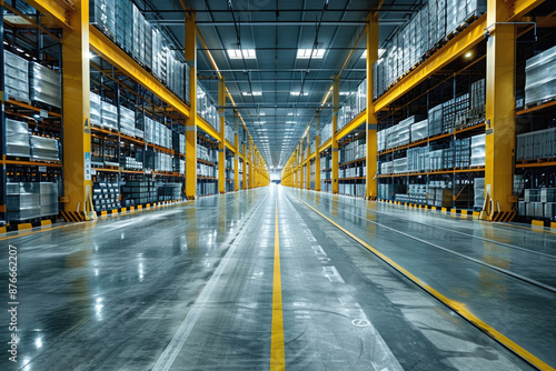 Modern large warehouse with wide passageways © fanjianhua