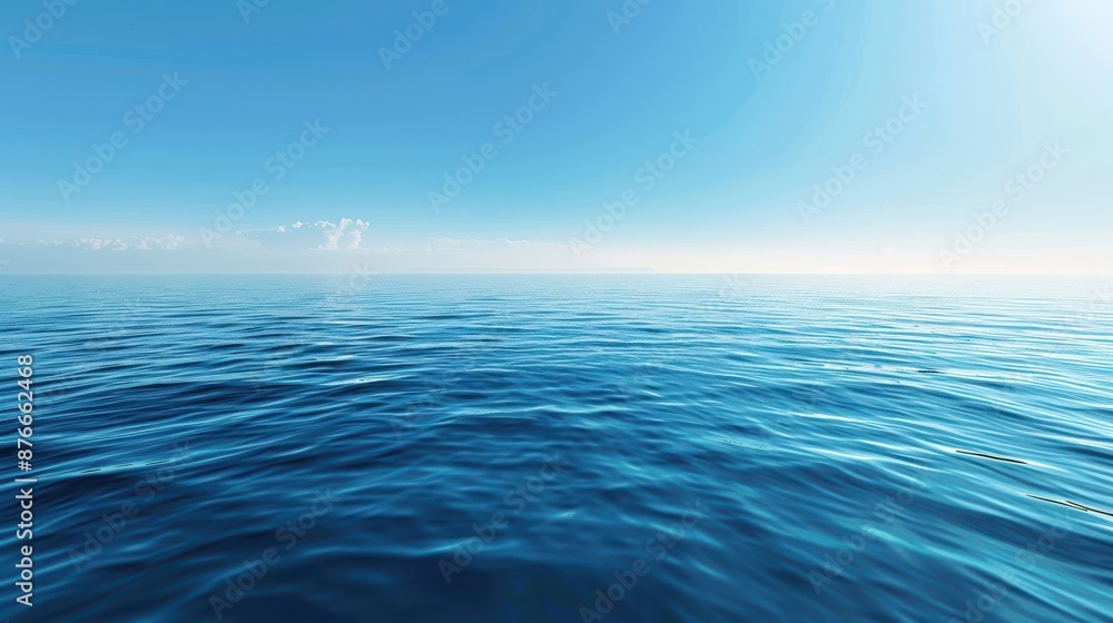 Obraz premium A serene view of the deep blue ocean merging with the clear sky, showcasing the natural beauty and tranquility of the sea.