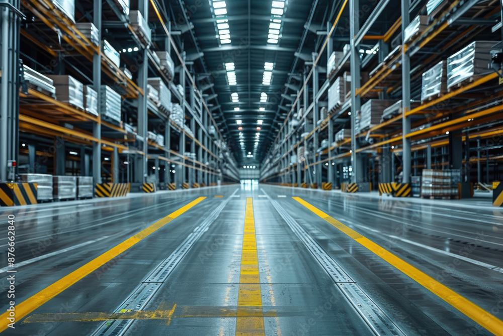 Fototapeta premium Modern large warehouse with wide passageways