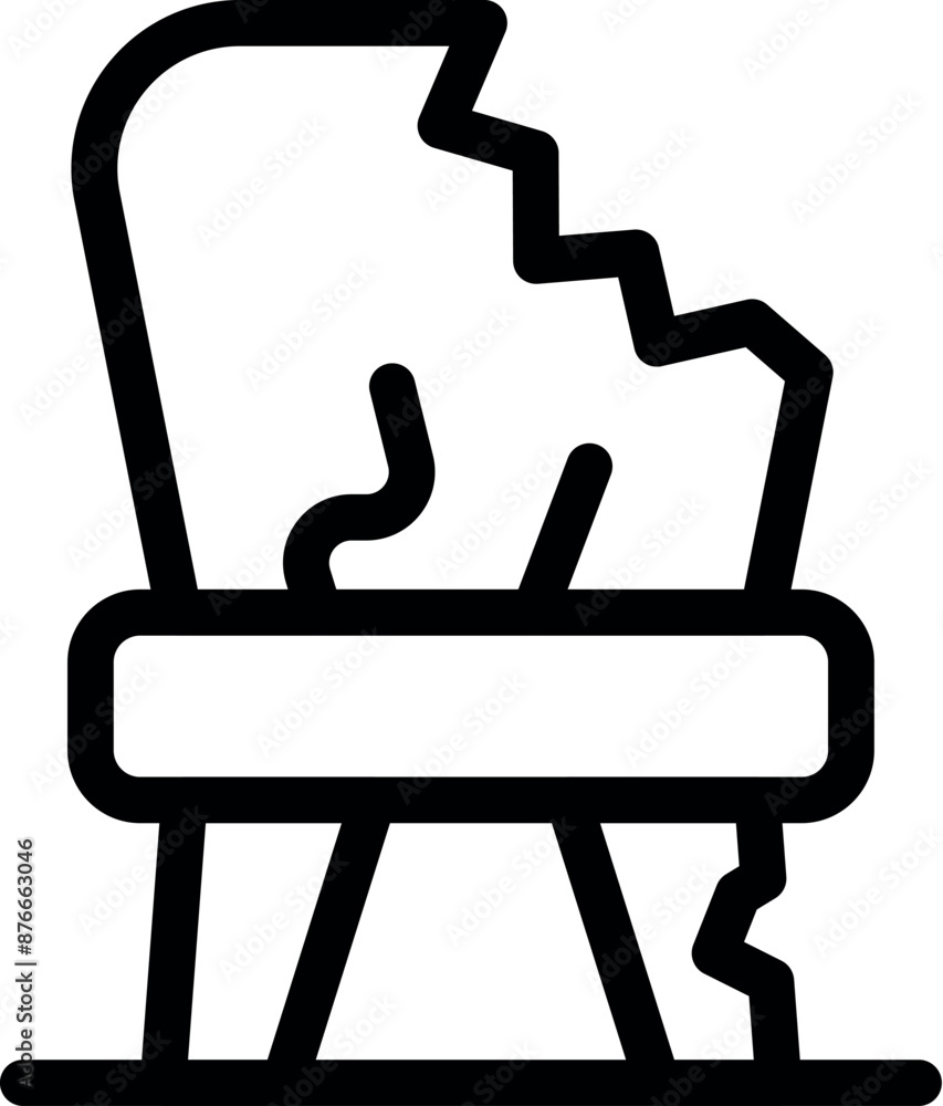 Simple line icon of a broken pommel horse is representing the concept of gymnastics injury Simple line icon of a broken pommel horse is representing the concept of gymnastics injury