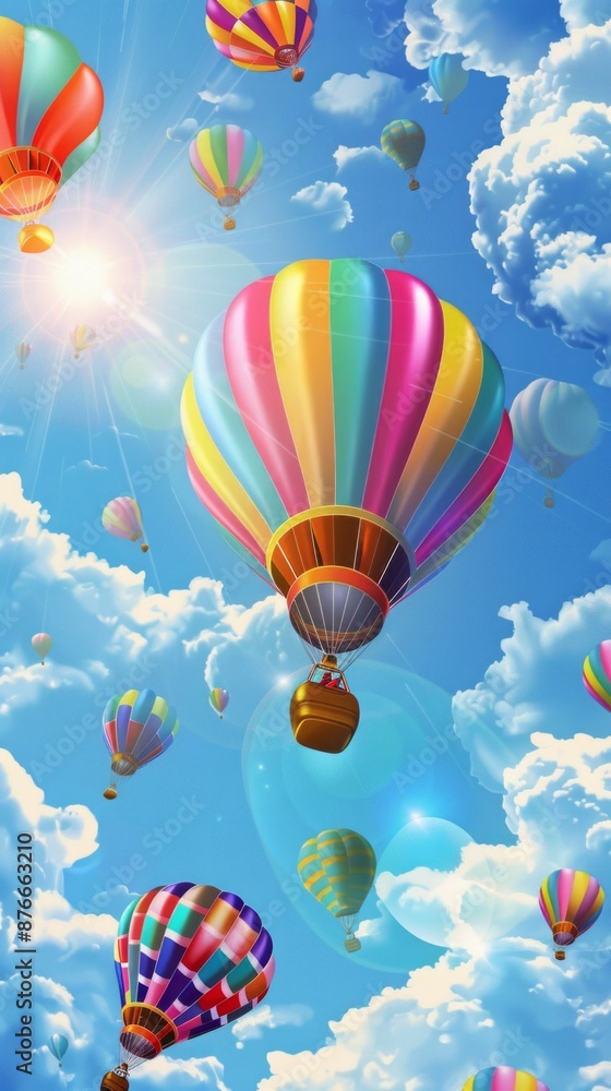 Obraz premium Summer banner with air balloons stock illustration