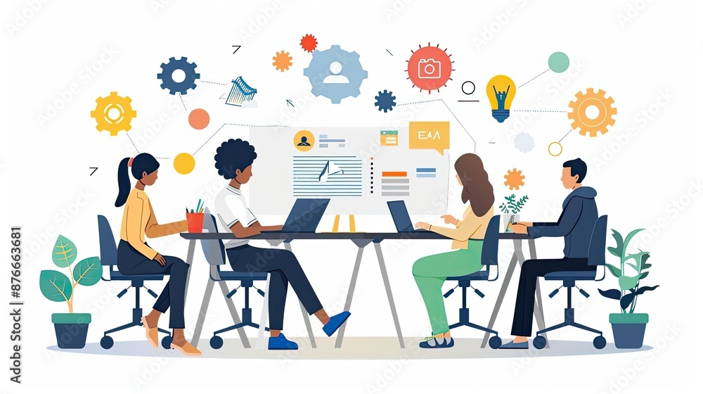 Diverse team brainstorming in a creative workspace, emphasizing innovation through inclusion Diverse team brainstorming in a creative workspace, emphasizing innovation through inclusion
