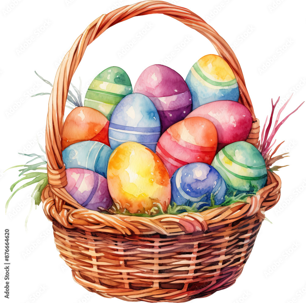 Easter egg basket isolated on transparent background. PNG Easter egg basket isolated on transparent background. PNG