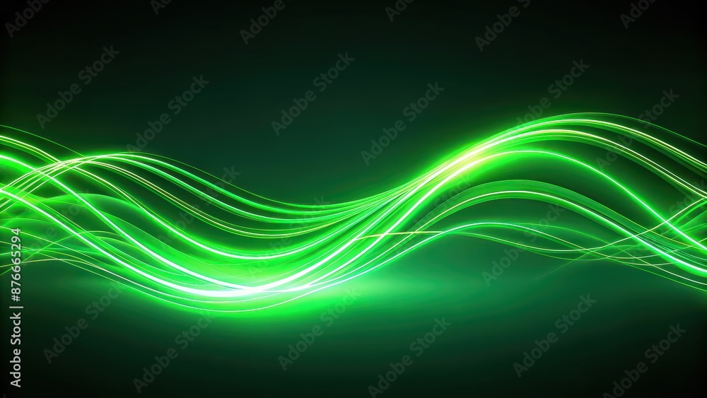 Naklejka premium Green glowing neon wave abstract background, green, glowing, neon, wave, abstract, background, vibrant, energy, digital