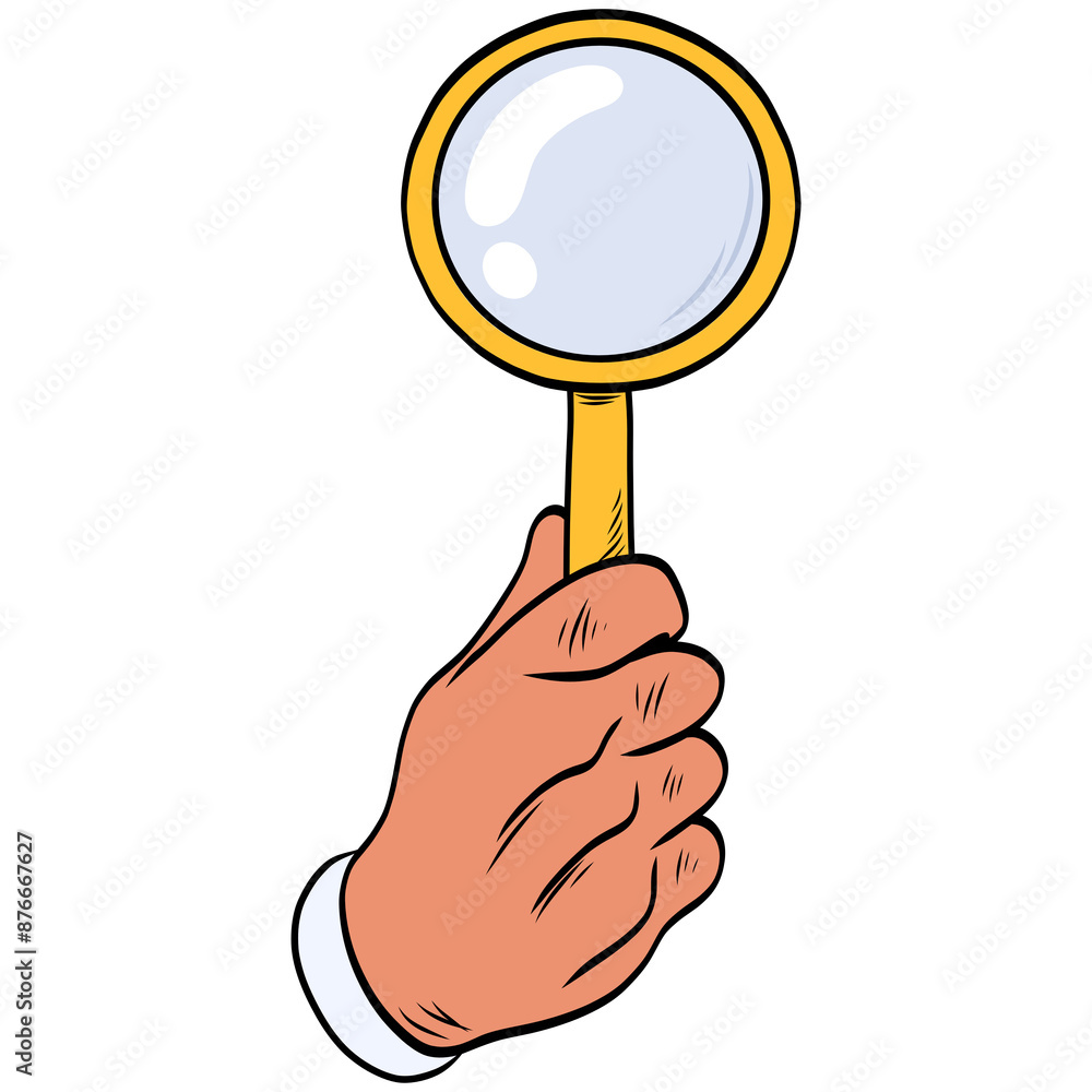 Magnifying Glass Loupe in Hand Illustration Magnifying Glass Loupe in Hand Illustration