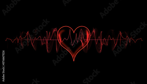 A glowing red heart illustration with light trails creating a vibrant and romantic visual perfect for love and Valentine's themes © Steven