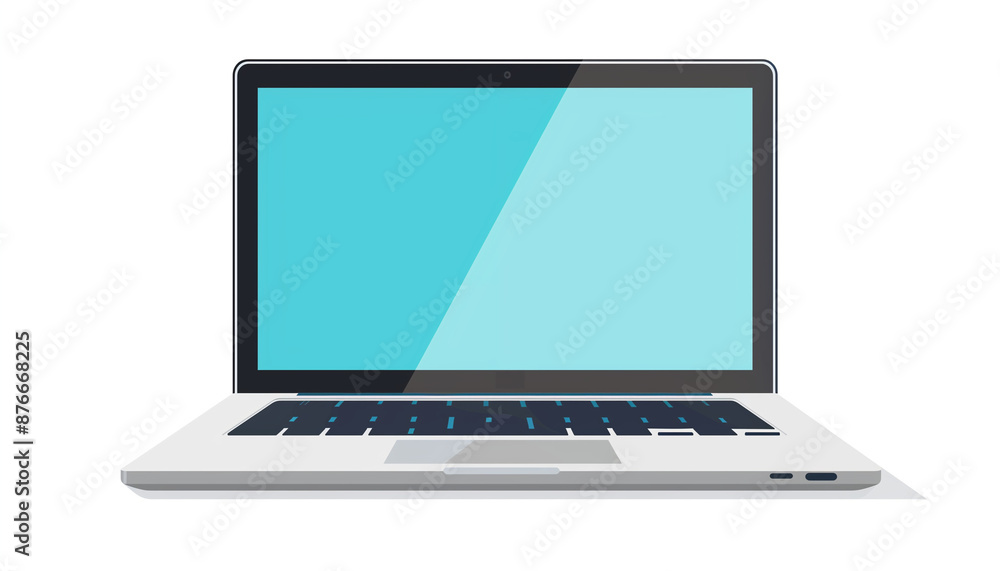 A vector illustration of an open laptop with a blue screen creating a clean and modern visual perfect for technology and workspace themes A vector illustration of an open laptop with a blue screen creating a clean and modern visual perfect for technology and workspace themes