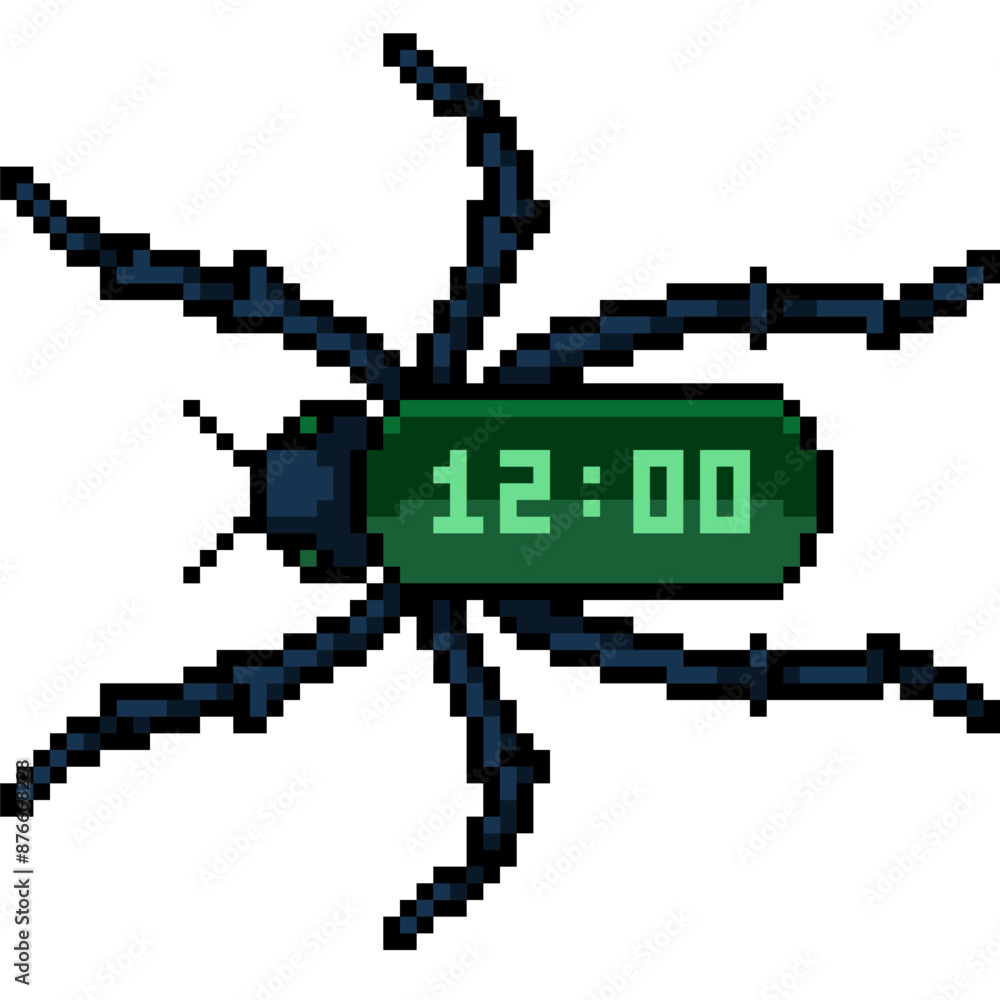 Fototapeta premium pixel art of digital clock bug