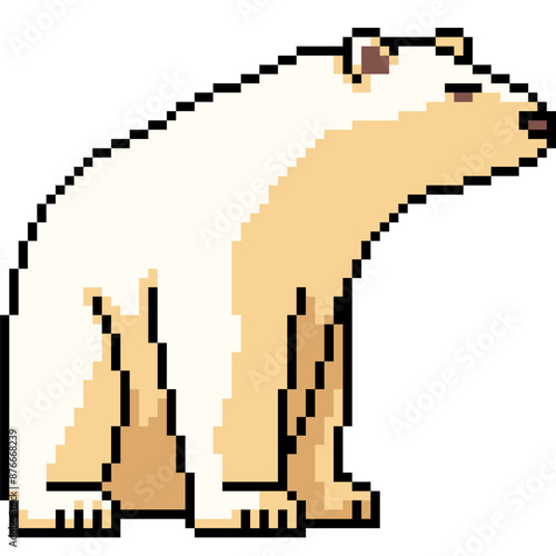 pixel art of white bear sit