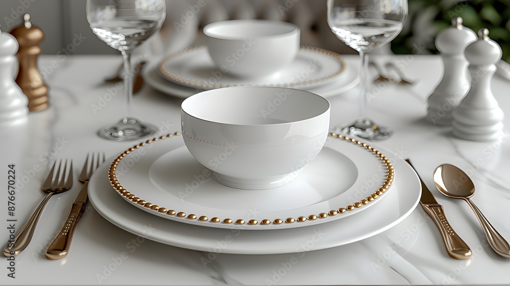 Medium Shot of a Dining Set on White Backdrop Medium Shot of a Dining Set on White Backdrop