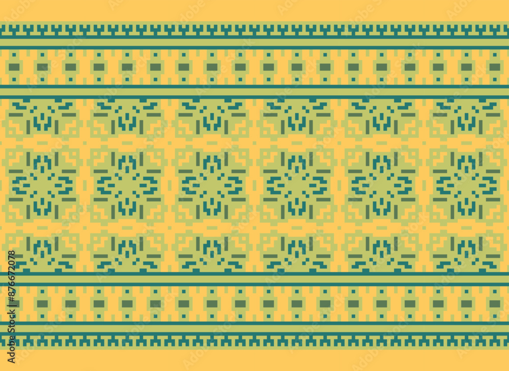 Cross Stitch Pixel Pattern. Ethnic Abstract Art. Seamless Pattern in Tribal, Folk Embroidery, Style. Aztec Geometric Ornament Print. Cross Stitch Pixel Pattern. Ethnic Abstract Art. Seamless Pattern in Tribal, Folk Embroidery, Style. Aztec Geometric Ornament Print.