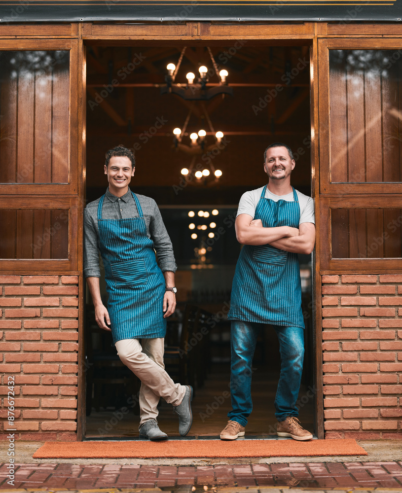 © Hira/peopleimages.com - People, restaurant and portrait of man with confidence, professional and teamwork for small business startup. Happy, owner and pride for success in career in hospitality service, growth and together.