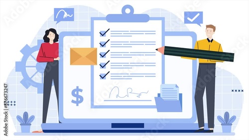 teamwork with to do list illustration business animated video