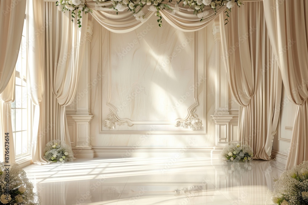 Elegant White Interior with Floral Decor Elegant White Interior with Floral Decor