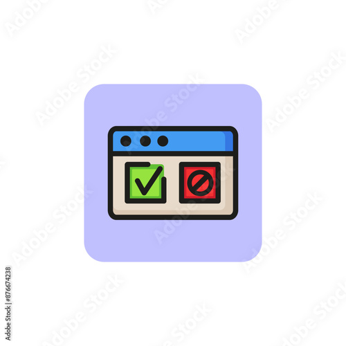 Browser window with checkboxes line icon. Questionnaire, electronic form, program authorization. Survey concept. Vector illustration can be used for topics like internet, communication, applications