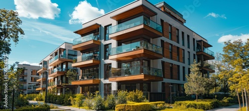 Obraz na płótnie Real estate residential apartment building. Generative AI technology.
w salonie