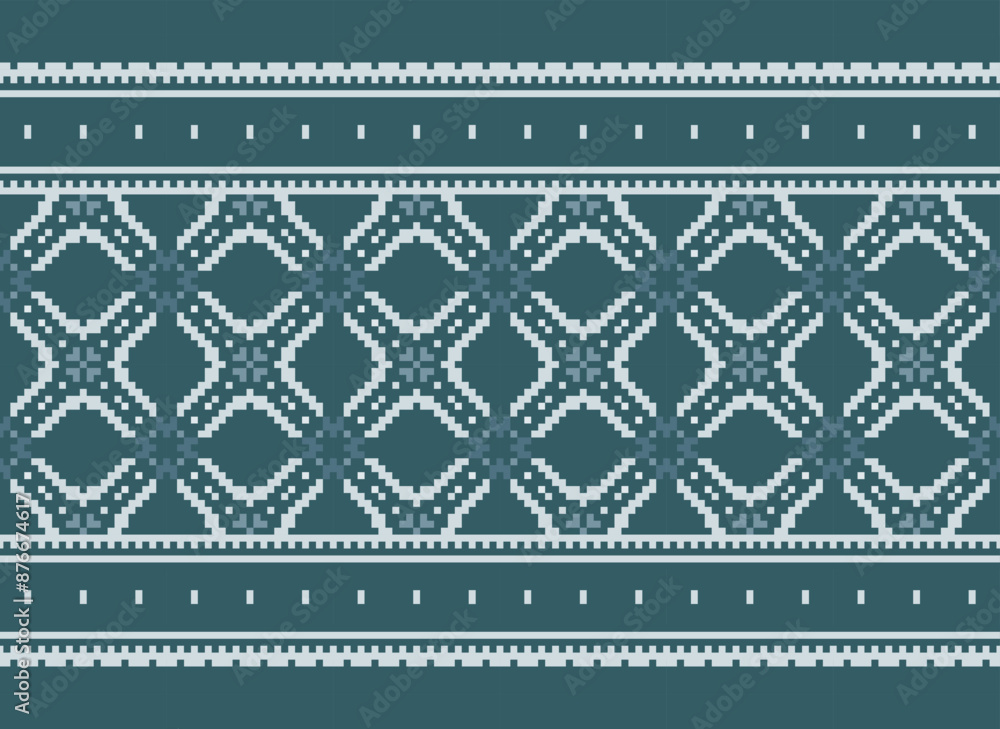 Cross Stitch Pixel Pattern. Ethnic Abstract Art. Seamless Pattern in Tribal, Folk Embroidery, Style. Aztec Geometric Ornament Print. Cross Stitch Pixel Pattern. Ethnic Abstract Art. Seamless Pattern in Tribal, Folk Embroidery, Style. Aztec Geometric Ornament Print.