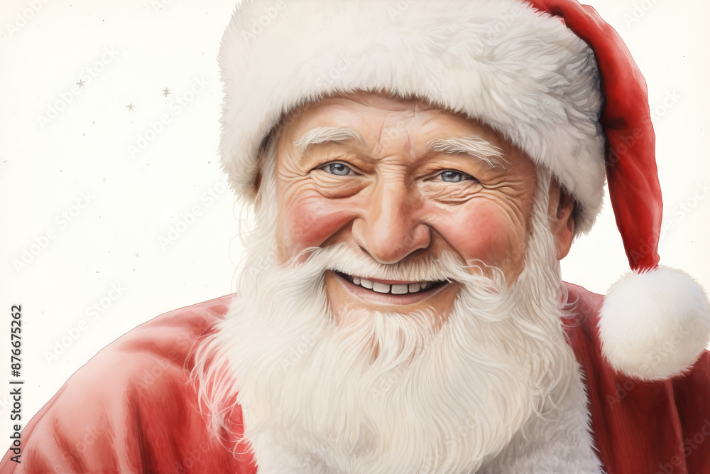 Heartwarming portrait of a cheerful Santa Claus with a twinkling smile, wearing his classic red suit and hat, embodying the festive spirit and joy of Christmas. Heartwarming portrait of a cheerful Santa Claus with a twinkling smile, wearing his classic red suit and hat, embodying the festive spirit and joy of Christmas.