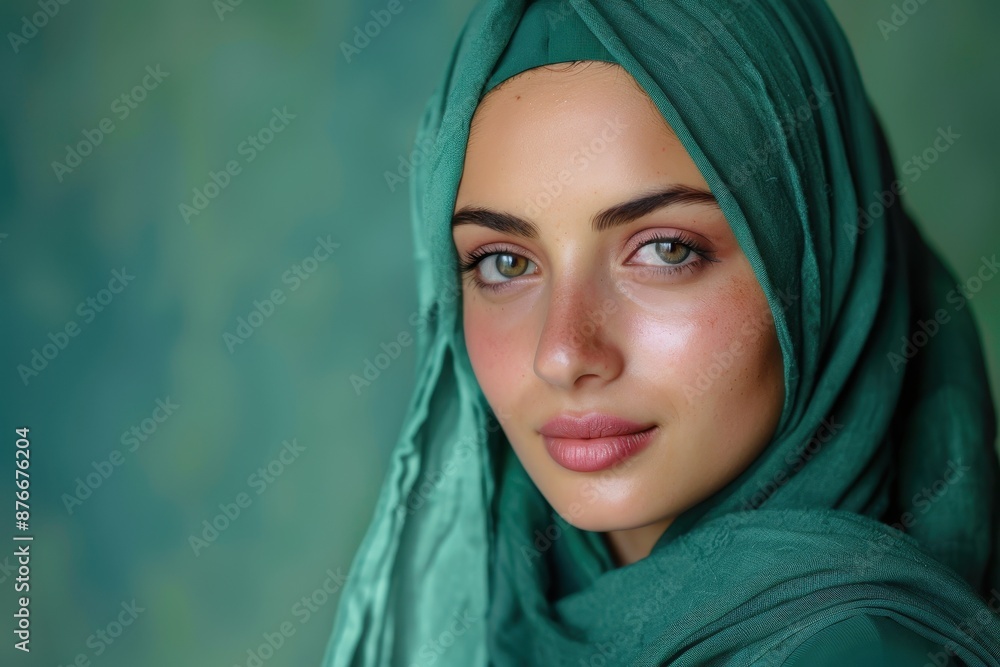 Portrait of a Woman in a Teal Hijab Portrait of a Woman in a Teal Hijab