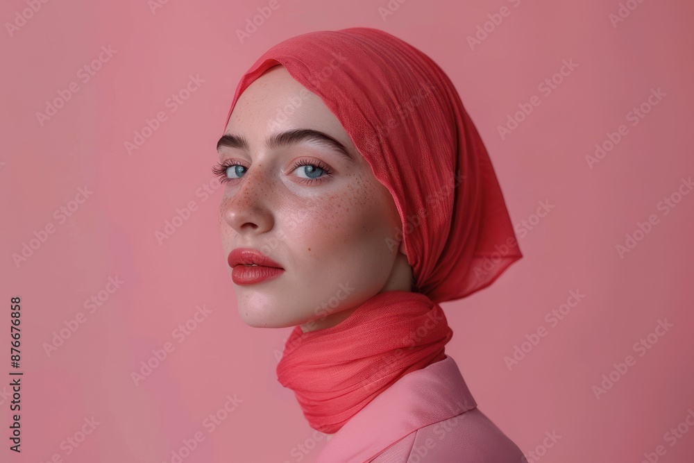 Portrait of a Young Woman with Red Headscarf Portrait of a Young Woman with Red Headscarf