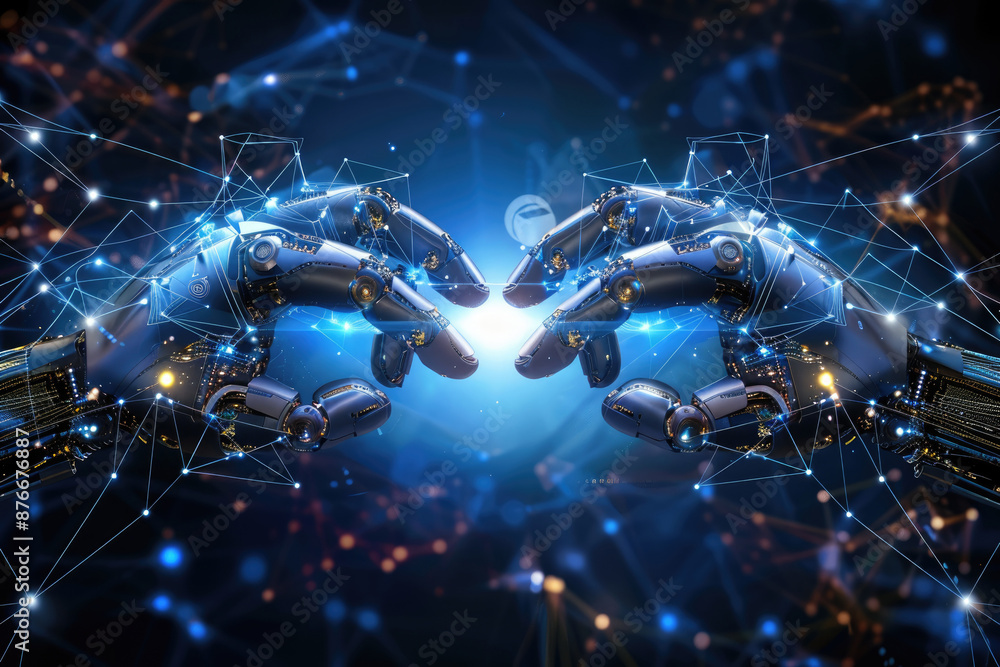 Artificial Intelligence Machine Hand Touch Artificial Intelligence Machine Hand Touch