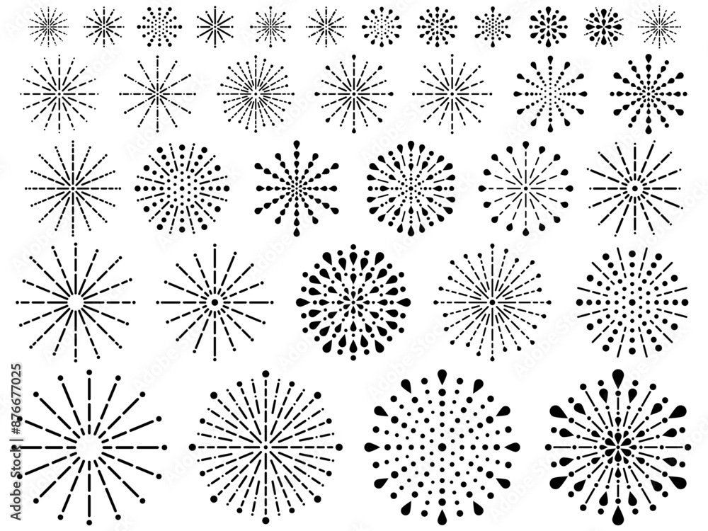 花火のシルエットイラストセット 花火のシルエットイラストセット