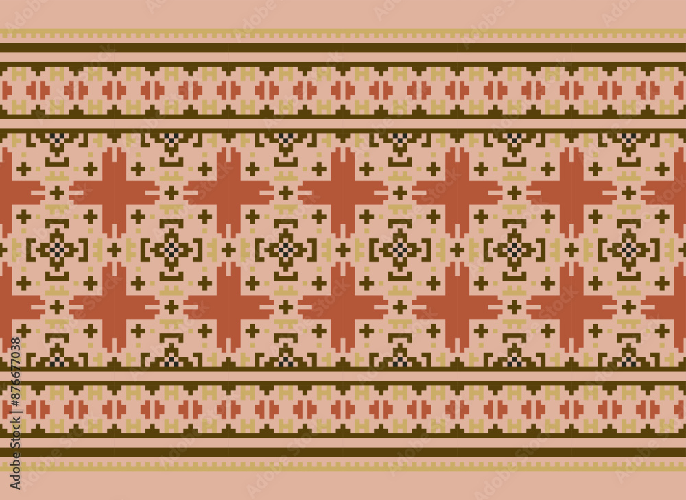 Cross Stitch Pixel Pattern. Ethnic Abstract Art. Seamless Pattern in Tribal, Folk Embroidery, Style. Aztec Geometric Ornament Print. Cross Stitch Pixel Pattern. Ethnic Abstract Art. Seamless Pattern in Tribal, Folk Embroidery, Style. Aztec Geometric Ornament Print.