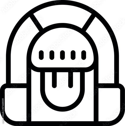 Simple line icon of a juicer machine extracting juice from fruits and vegetables, promoting a healthy lifestyle