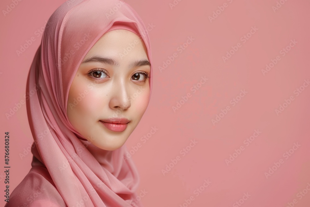 Portrait of a Young Woman Wearing a Pink Hijab Portrait of a Young Woman Wearing a Pink Hijab
