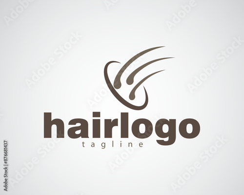 creative hair flying into the circle logo design