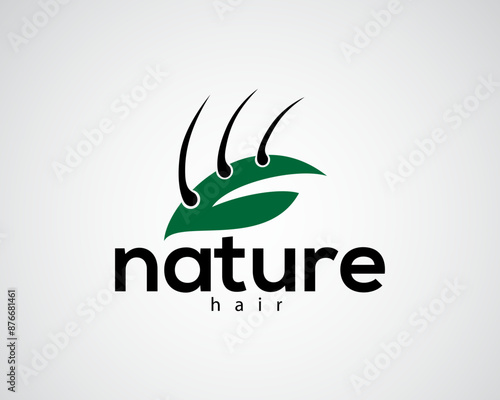 creative hair on leaves logo design