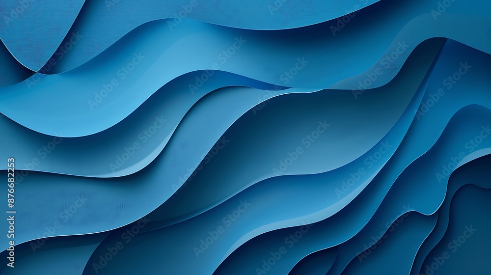 Obraz premium Blue abstract geometric dynamic shape paper layers subtle background