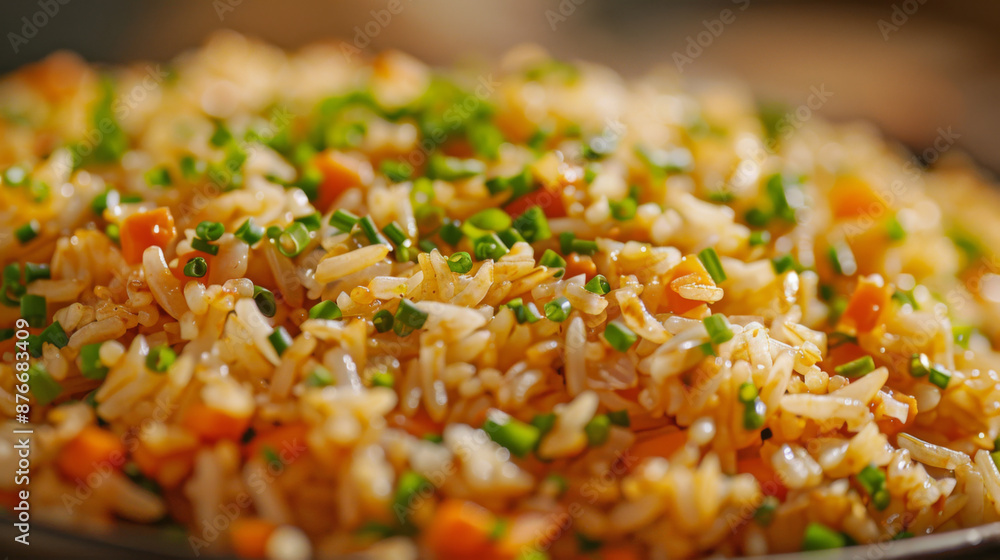 Close-up shot of vegetable fried rice, featuring vibrant colors and fresh ingredients, perfect for healthy eating themes. Close-up shot of vegetable fried rice, featuring vibrant colors and fresh ingredients, perfect for healthy eating themes.