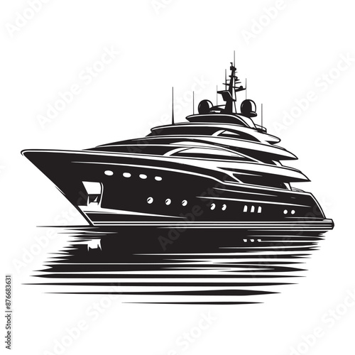 Boat silhouette vector illustration isolated on a white background